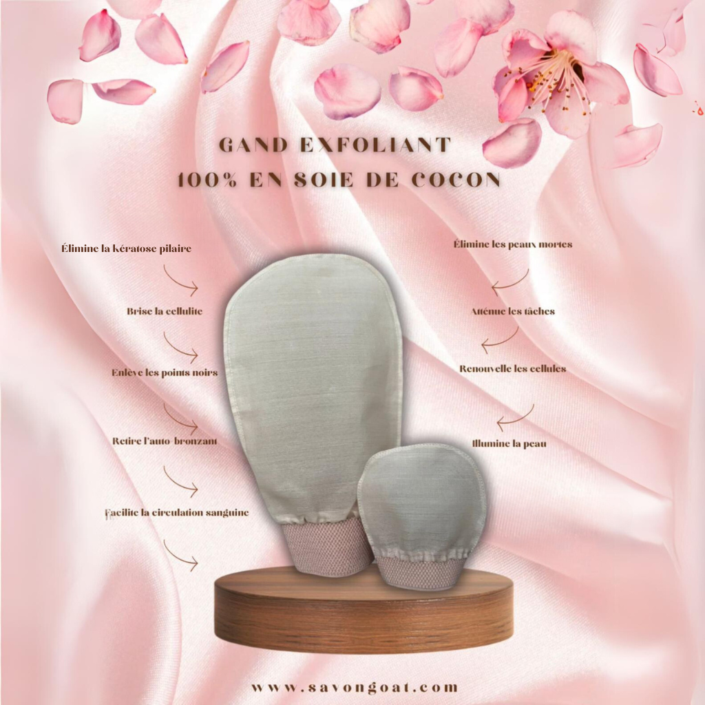 Gant exfoliant en soie - Cœurs rouges - Visage main image 1